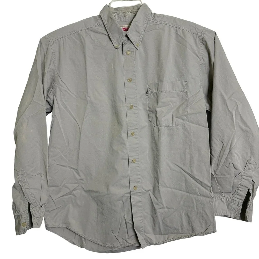 Vintage 90s Levi's Shirt Mens Large BEIGE Oversized Boxy Fit P2P‎ 26